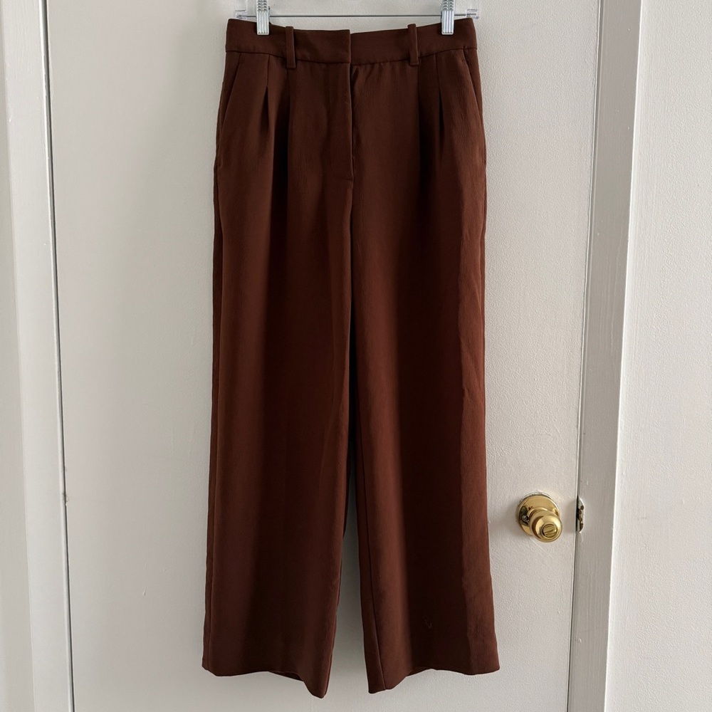 Aritzia Wide-Leg Trousers - Brown